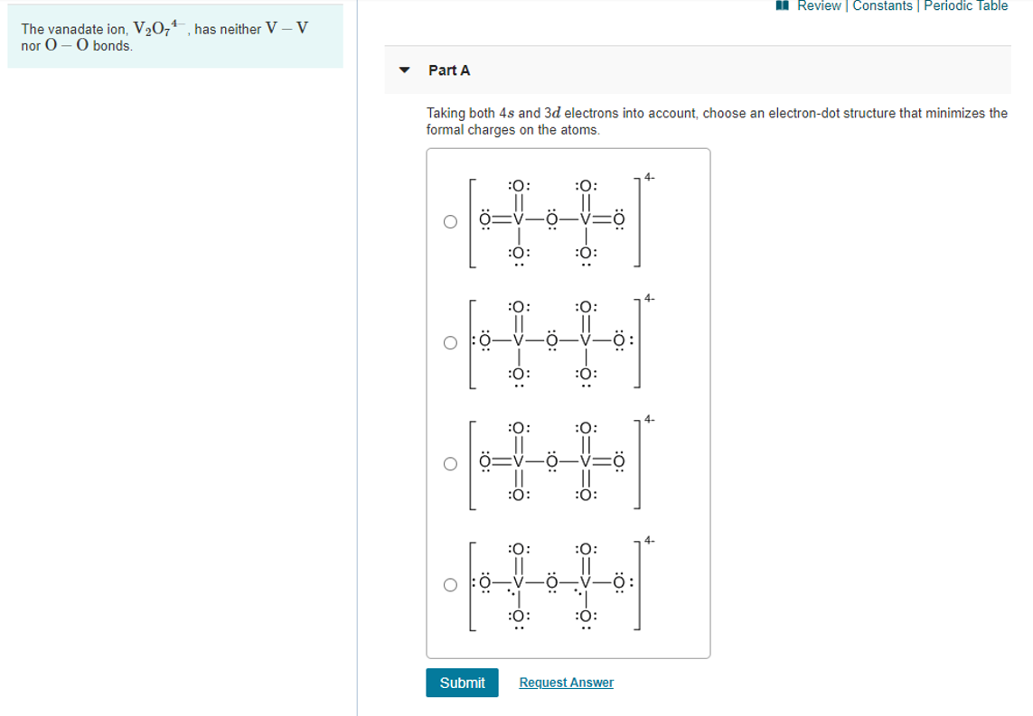 Solved 1 Review Constants Periodic Table The Vanadate Ion Chegg Com