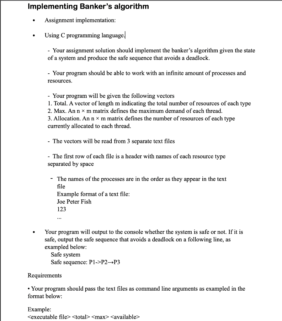 banker's algorithm assignment