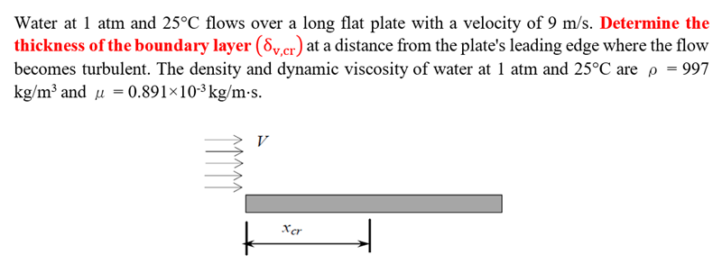 Water at 1 atm and 25∘C flows over a long flat plate | Chegg.com