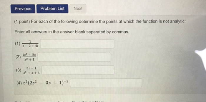 Solved Previous Problem List (1 point) For each of the | Chegg.com