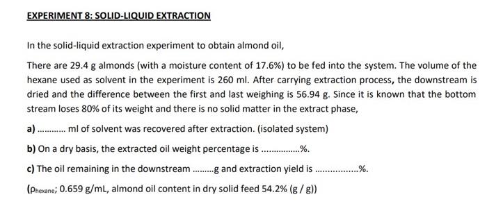 solid liquid extraction experiment