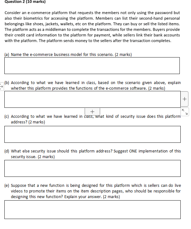 Solved Question 2 10 Marks Consider An E Commerce Platform Chegg Com