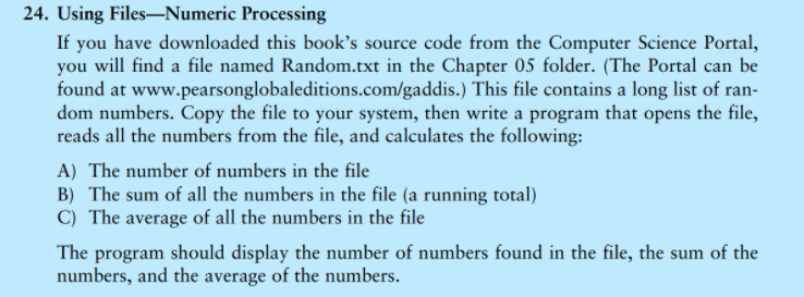 Solved 24. Using Files—Numeric Processing If you have | Chegg.com