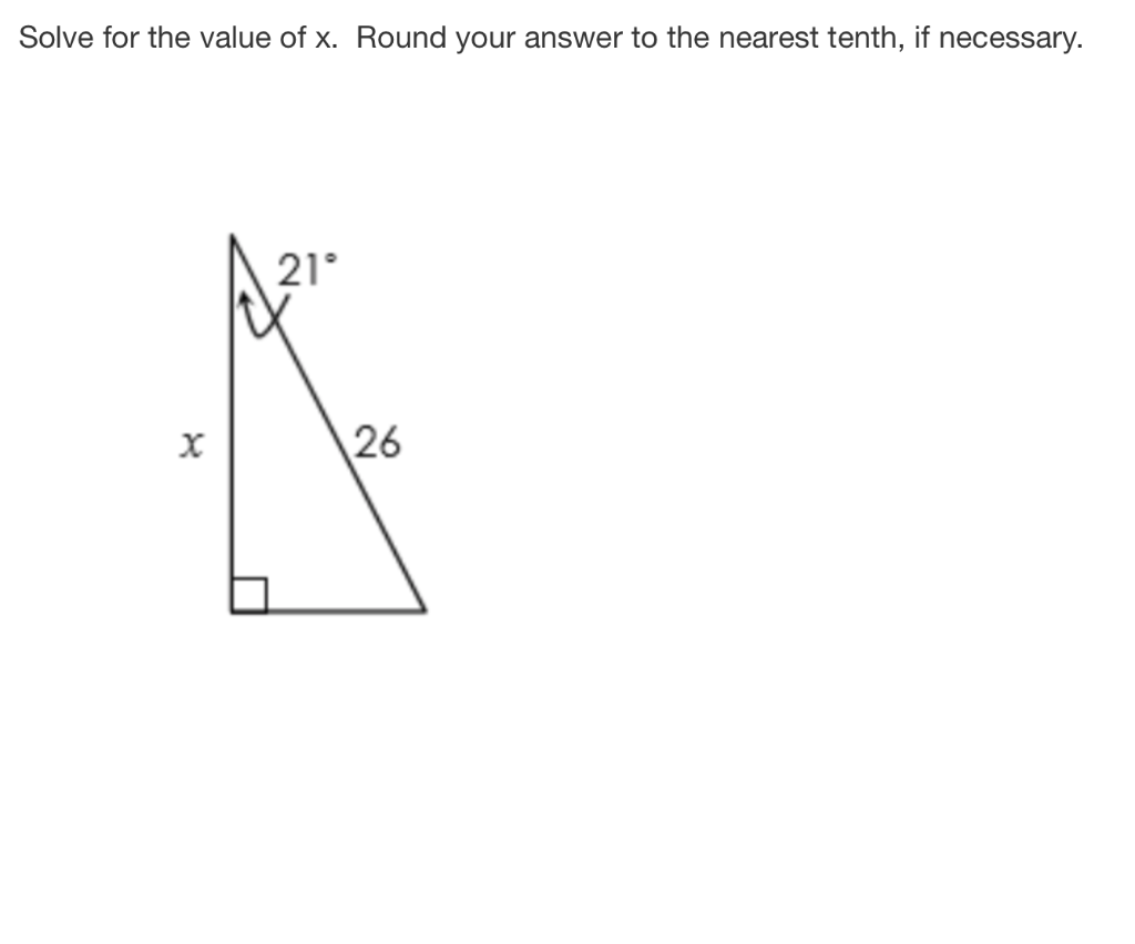 Solved Solve for the value of x. Round your answer to the | Chegg.com