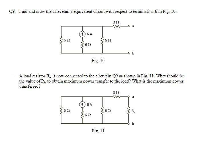 Solved 9. Find and draw the Thevenin's equivalent circuit | Chegg.com