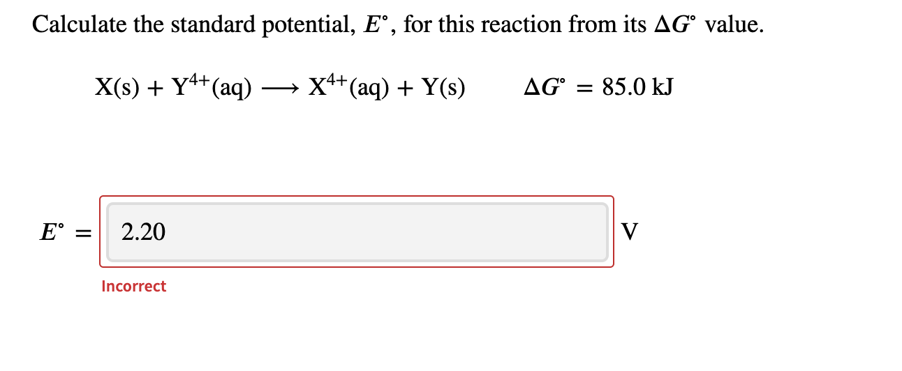 Solved Calculate The Standard Potential Eº For This Chegg Com