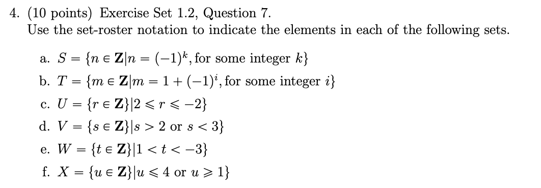 4 10 Points Exercise Set 1 2 Question 7 Use The Chegg Com