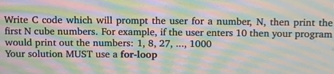 Solved Write C code which will prompt the user for a number, | Chegg.com