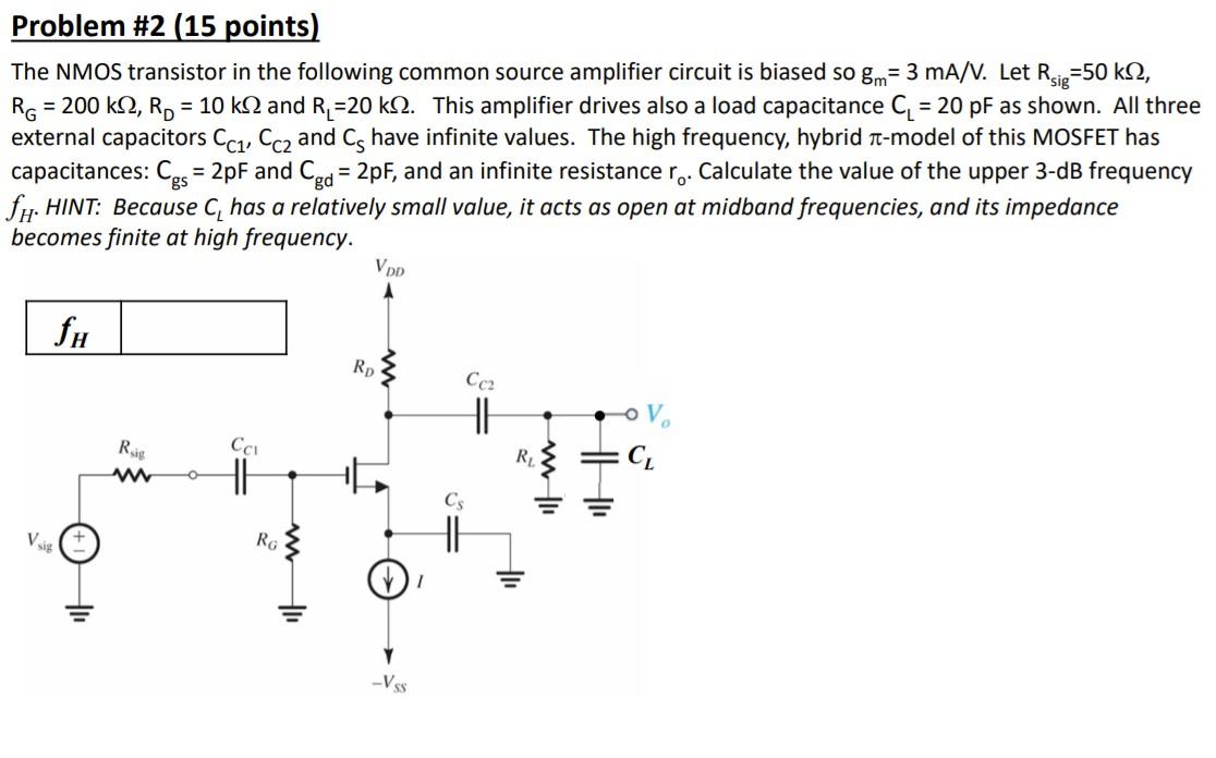 Solved Problem #2 (15 points) The NMOS transistor in the | Chegg.com
