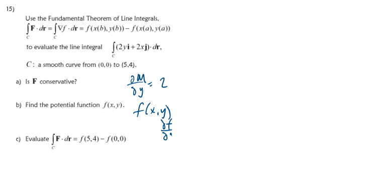 Solved 15 Use The Fundamental Theorem Of Line Integrals 2342