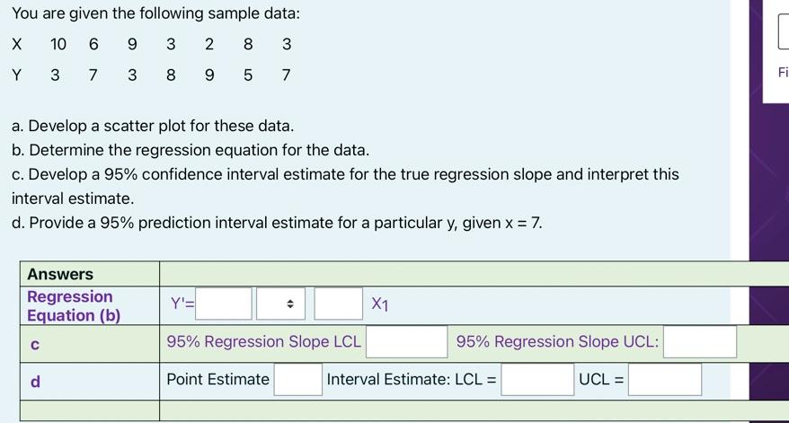 Solved You are given the following sample data: X 6 9 3 2 8 | Chegg.com
