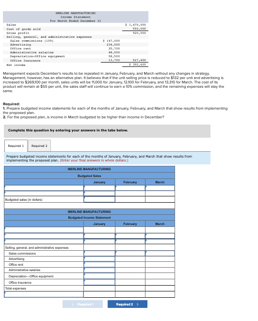 Solved MERLINE MANUFACTURING Income Statement For Month | Chegg.com