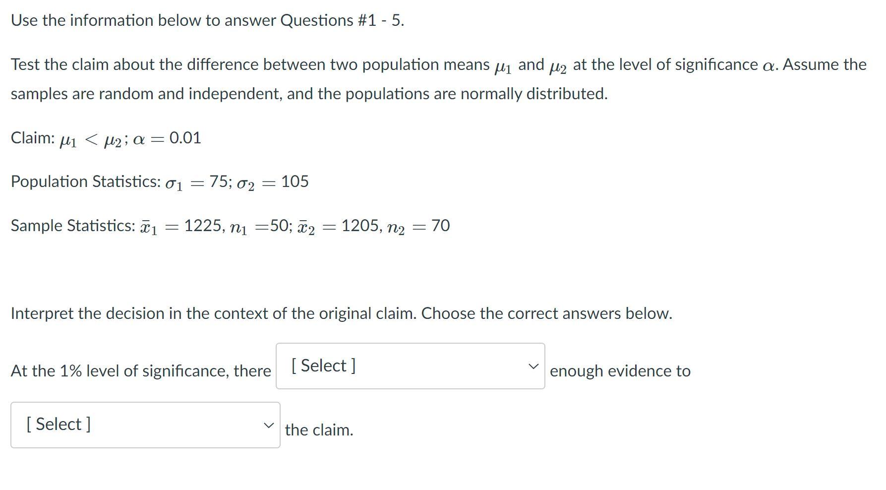 Solved Use the information below to answer Questions #1 - 5. | Chegg.com