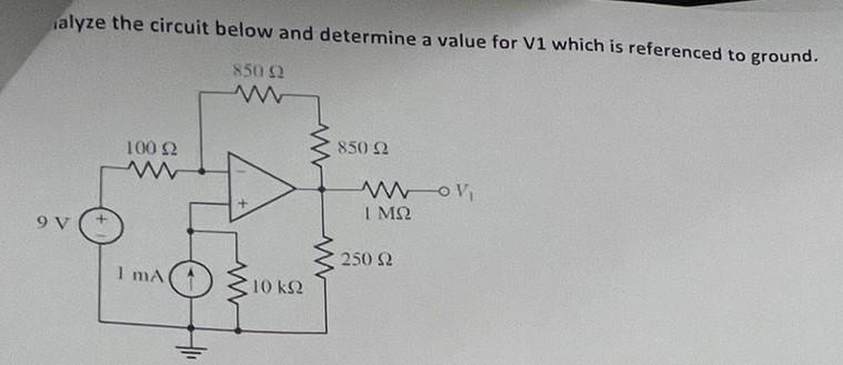 Solved Ialyze the circuit below and determine a value for V1 | Chegg.com