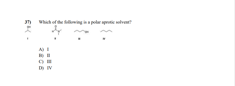 Solved 37 Which Of The Following Is A Polar Aprotic 1184