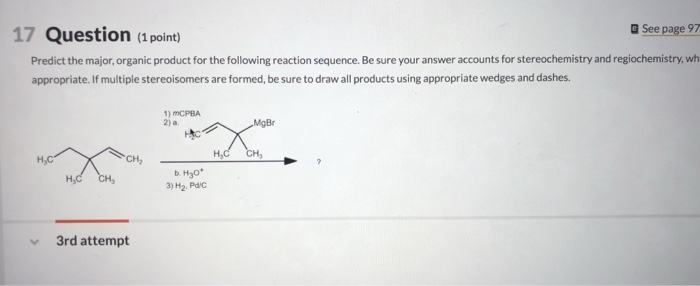 Solved 17 Question (1 point) a See page 97 Predict the | Chegg.com