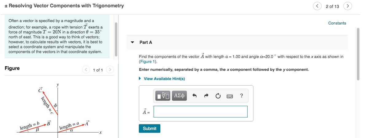 Solved Resolving Vector Components with Trigonometry 2 of 13 | Chegg.com