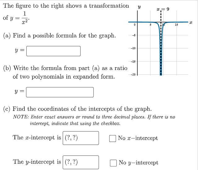 Solved y = 9 The figure to the right shows a transformation | Chegg.com