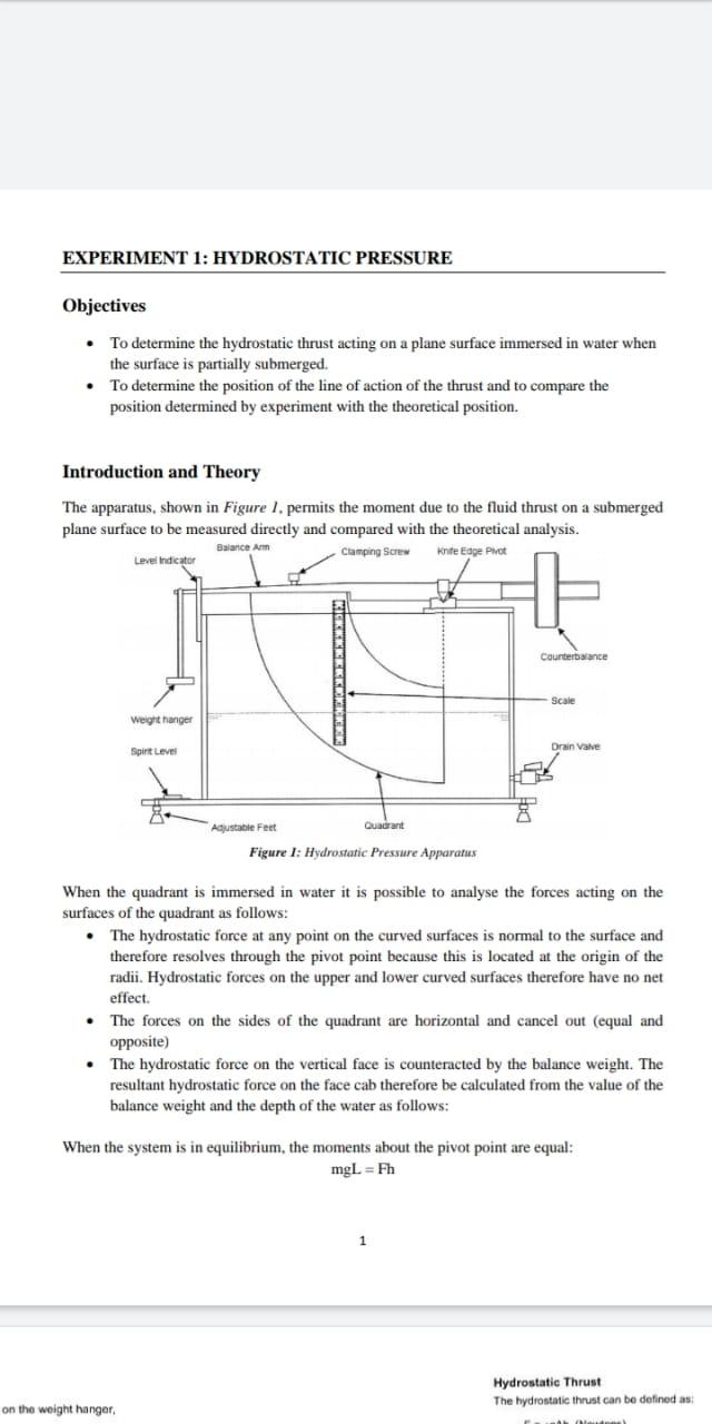 hydrostatic pressure experiment errors