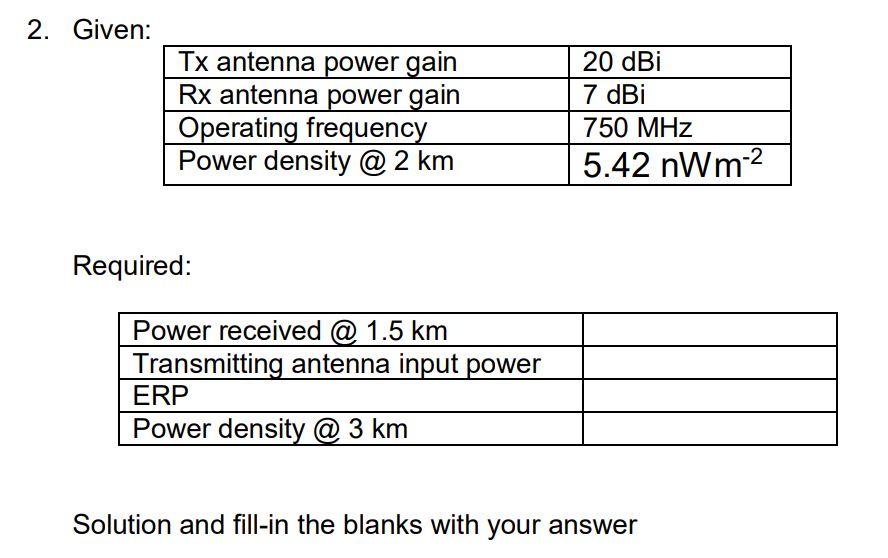 Solved find a) power received at 1.5 km, b) transmitting