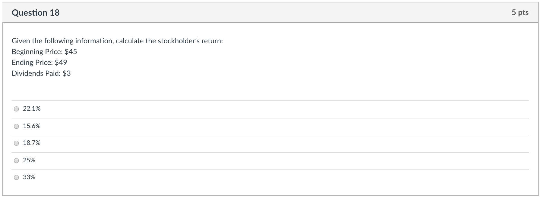 Solved Question 18 5 pts Given the following information, | Chegg.com