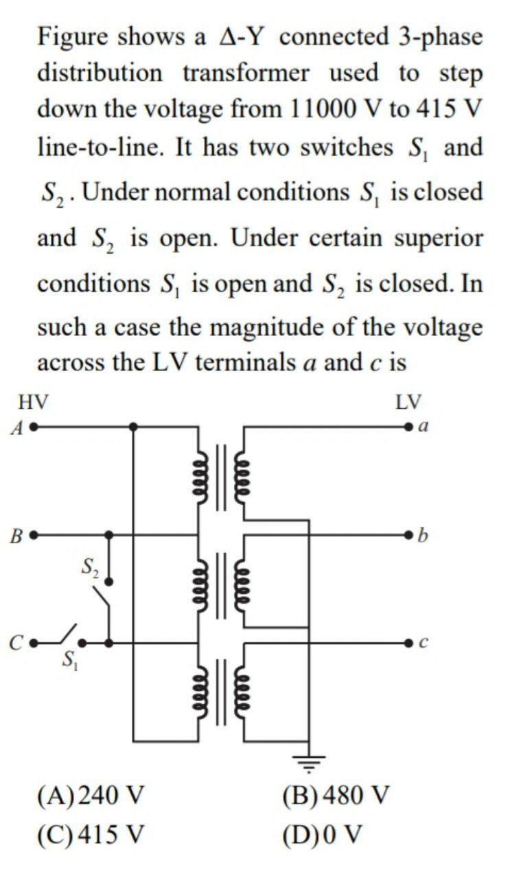 Figure shows a A-Y connected 3-phase distribution | Chegg.com