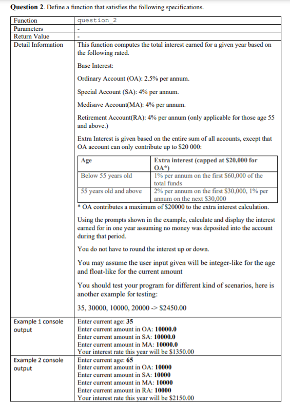 Solved Use Python Regular interest is: 2.5% of Ordinary Acc | Chegg.com