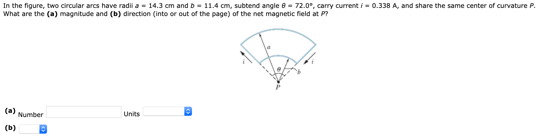 Solved = In The Figure, Two Circular Arcs Have Radii A = | Chegg.com