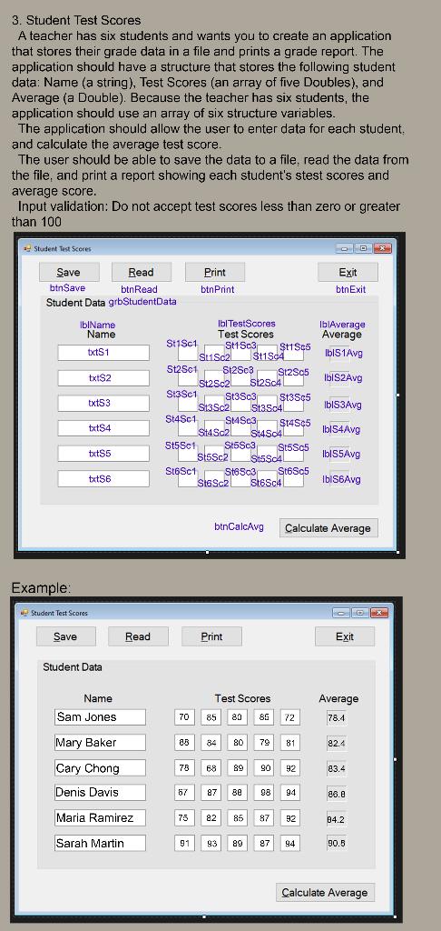 Solved Language: Visual Basic Please note that I've labeled | Chegg.com