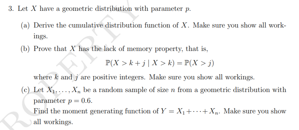 Solved Let X Have A Geometric Distribution With Parameter Chegg Com