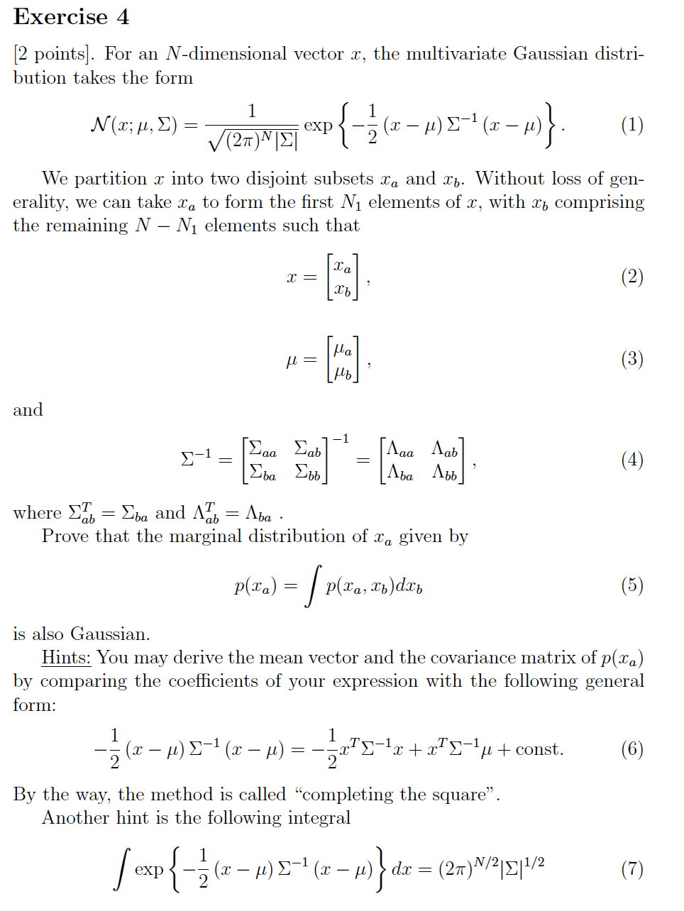 Solved Exercise 4 [2 points). For an N-dimensional vector x, | Chegg.com