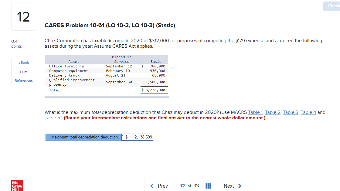 Solved Check 12 CARES Problem 1061 (LO 102, LO 103)
