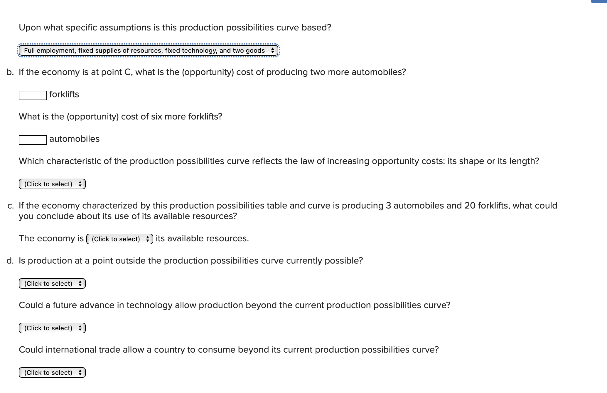 Refer To The Following Production Possibilities Table