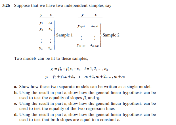 Solved 3.26 Suppose that we have two independent samples, | Chegg.com
