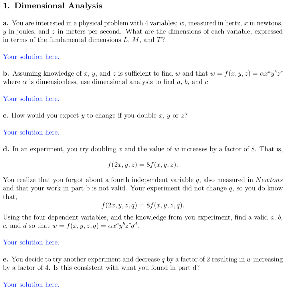Solved 1. Dimensional Analysis a. You are interested in a | Chegg.com