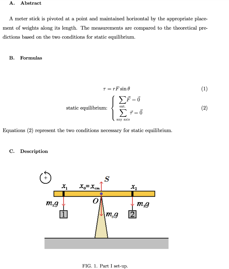 Solved A. Abstract A meter stick is pivoted at a point and
