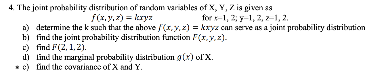 Solved 4. The joint probability distribution of random | Chegg.com