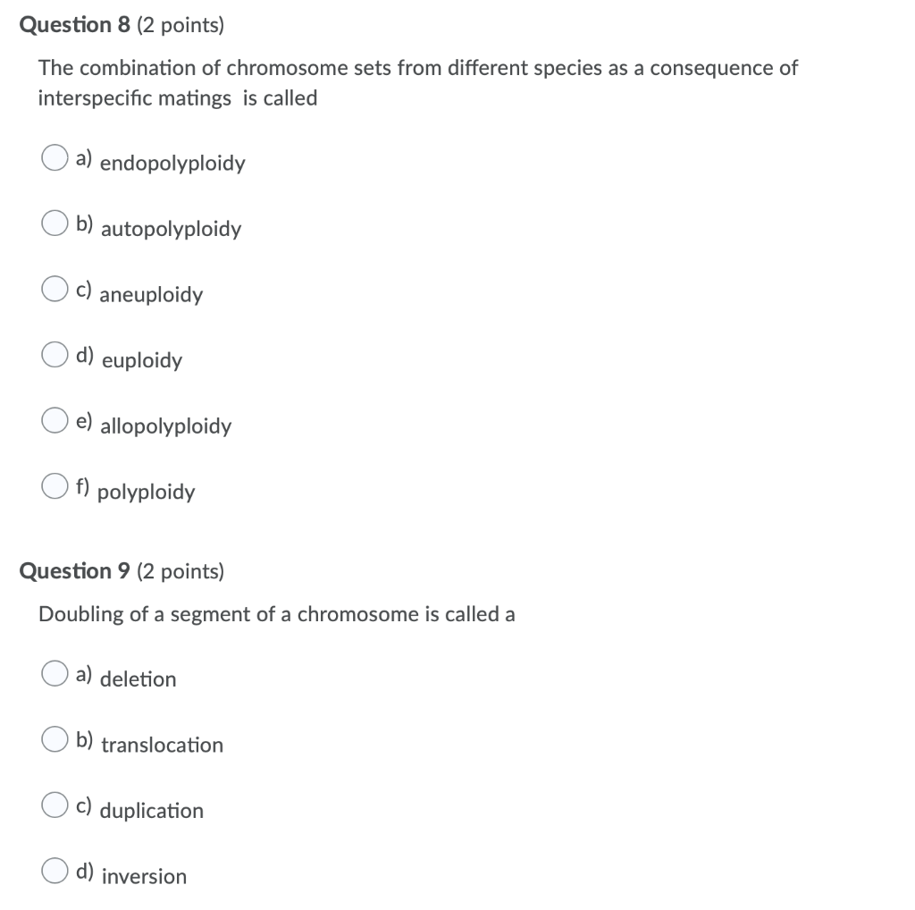 Solved Question 8 (2 points) The combination of chromosome | Chegg.com