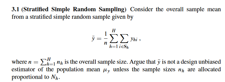 Solved 3.1 (Stratified Simple Random Sampling) Consider the | Chegg.com