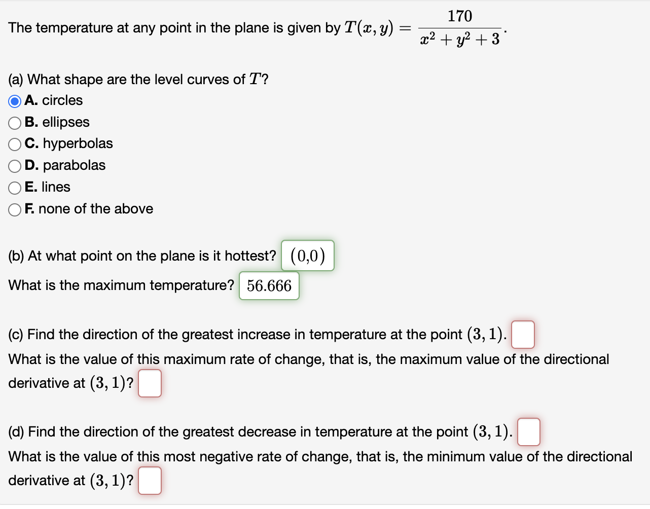 Solved The temperature at any point in the plane is given by | Chegg.com