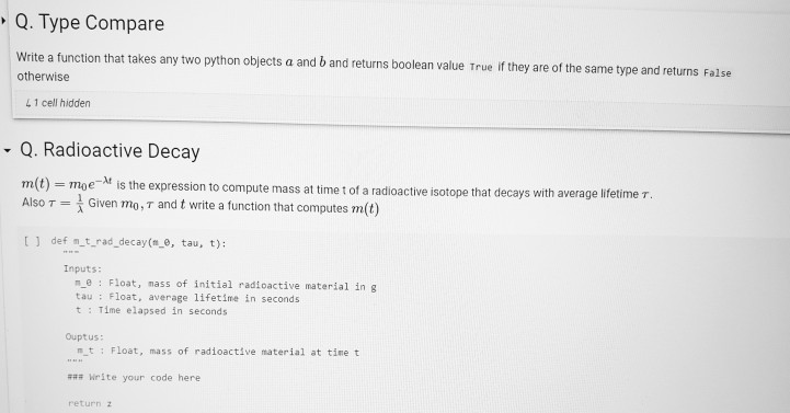 Solved - Q. Type Compare Write a function that takes any two | Chegg.com