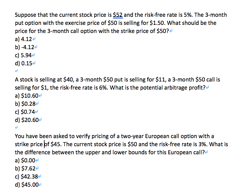 Solved Suppose that the current stock price is $52 and the | Chegg.com