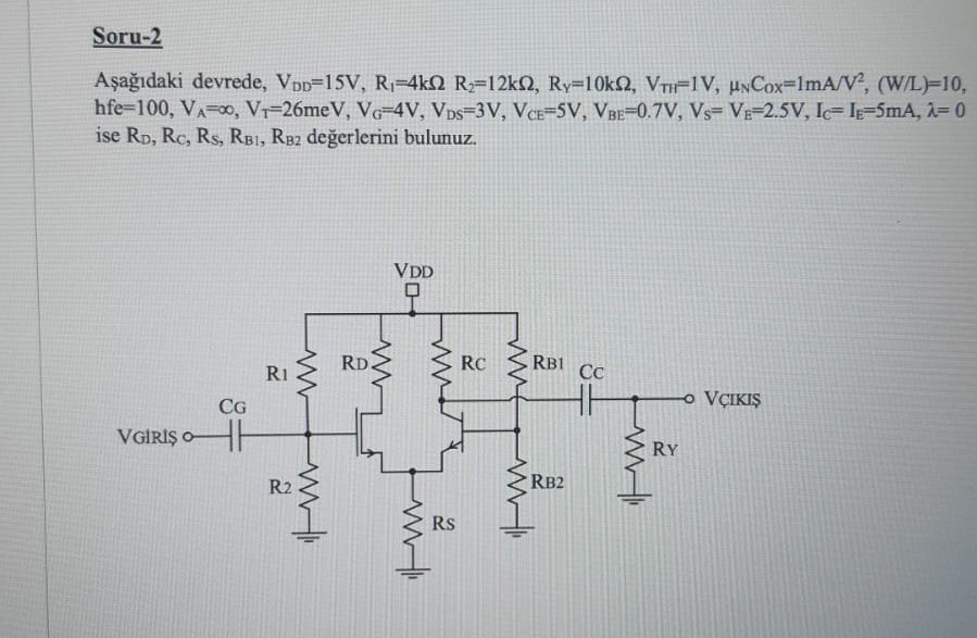 Aşağıdaki devrede, VDD=15 | Chegg.com