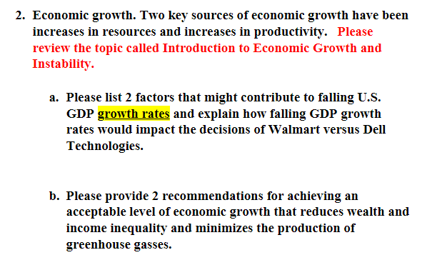 Solved Economic Growth. Two Key Sources Of Economic Growth | Chegg.com