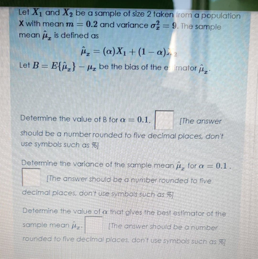 Solved Let X1 and X, be a sample of size 2 taken from a | Chegg.com