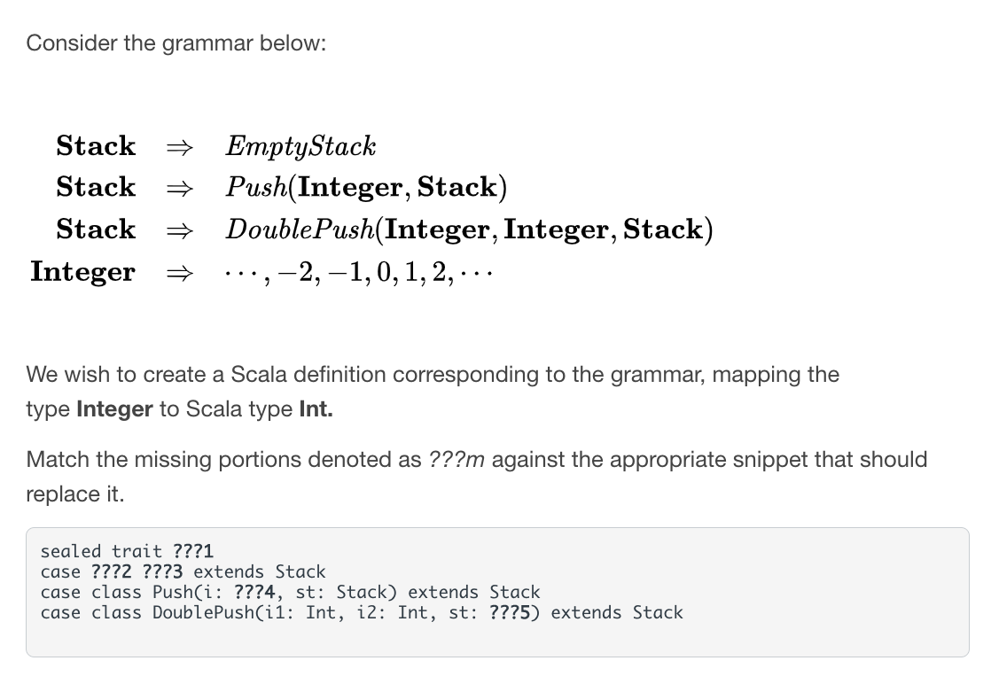 Solved Consider The Grammar Below: 介 Stack Stack 介 | Chegg.com