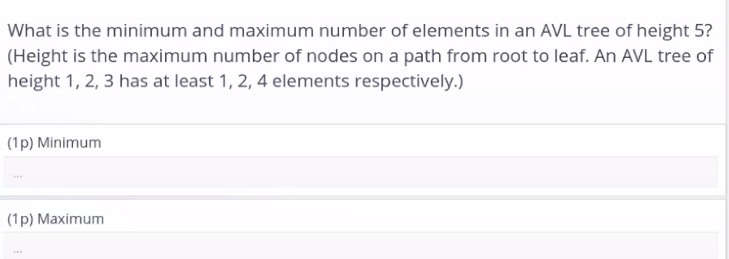 Solved What is the minimum and maximum number of elements in | Chegg.com