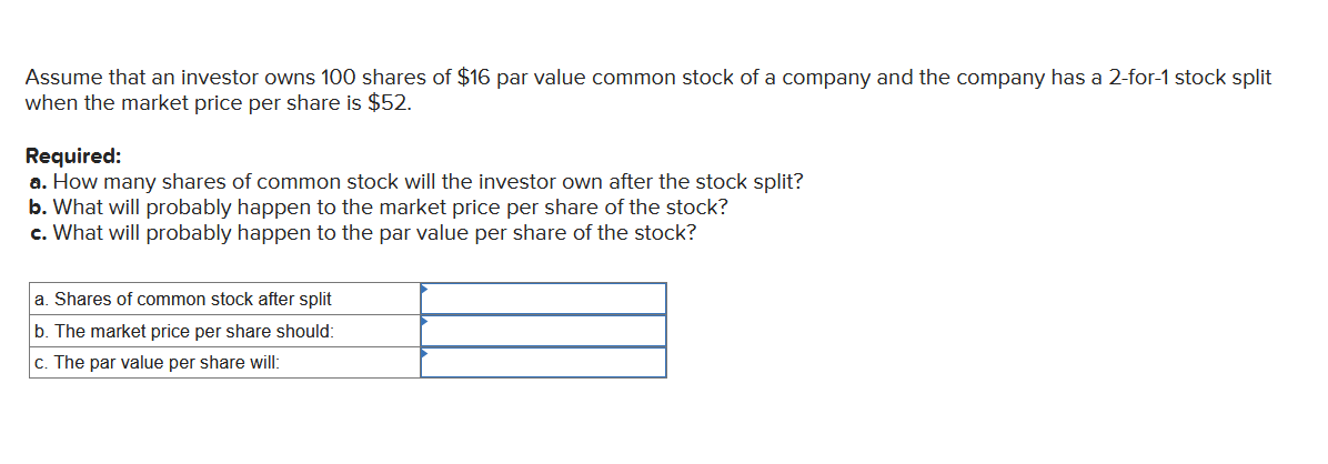 Solved Assume That An Investor Owns 100 Shares Of $16 Par | Chegg.com