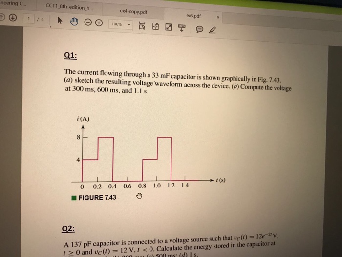 Solved The current flowing through a 33 mF capacitor is | Chegg.com