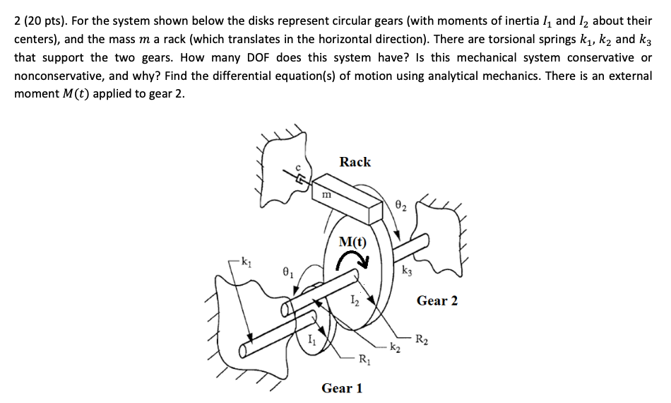 Solved 2 (20 pts). For the system shown below the disks | Chegg.com